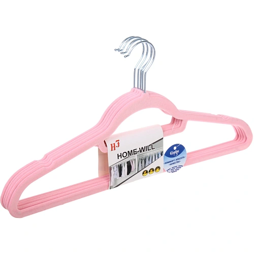 Плечики нескользящие с бархатным покрытием 5шт ИДЕЯДОМА, цвет пудровый, 4422см (Селфи)_3