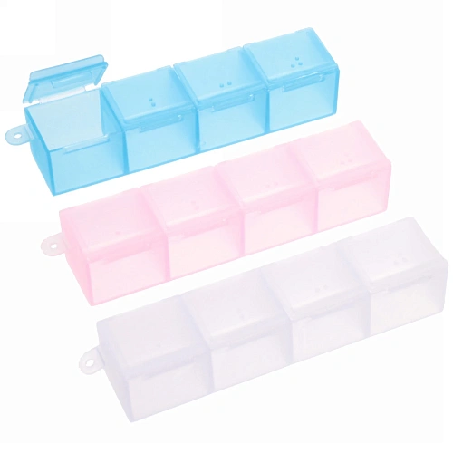 Таблетница - органайзер 4 ячейки "VOSTOKDOM", микс три цвета, 10*2.5*2см