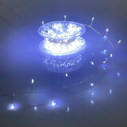 Гирлянда для дома НИТЬ "Мишура" 40 м 1000 ламп LED, серебр.провод, мерцание, IP-20, 220v, Белый