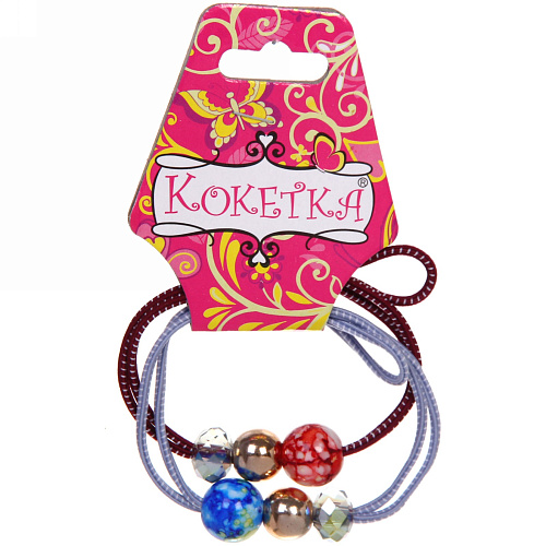 Резинки для волос 2шт Your Style - Малахит, цвет бусин микс, d-5,5см_4