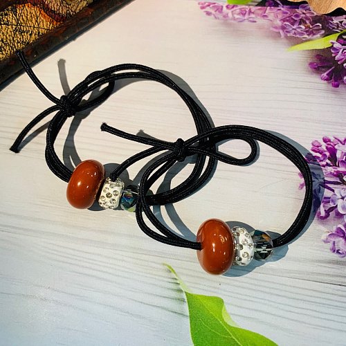 Резинки для волос 2шт Style in details - Шамбала с бусинкой, микс 5 цветов, d-5,5см_10