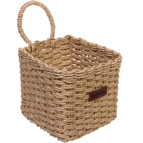 Корзинки интерьерные для хранения 3шт в наборе с петелькой ЭЛЛОРИЯ, цвет кофейный, 121115141617см (лейбл)_4