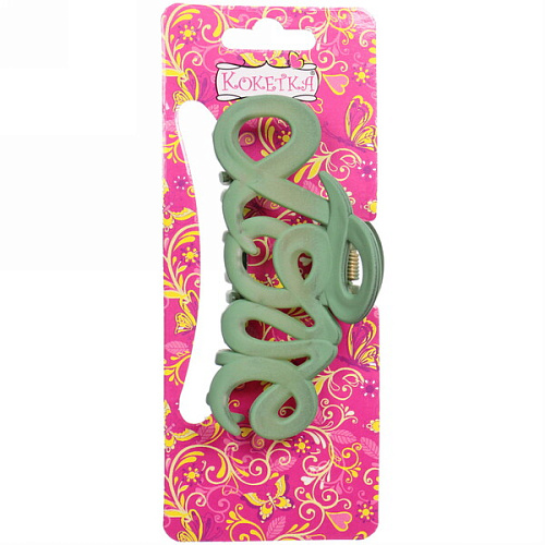 Заколка-краб для волос  на блистере Style Matte, вензеля, микс 6 цветов, 9см  (Кокетка)_17