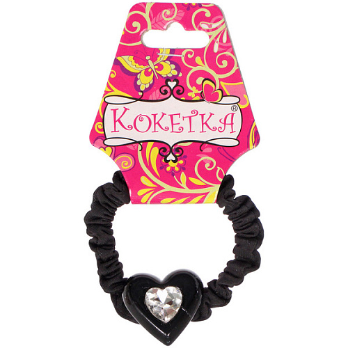 Резинка для волос 1шт Франка, цвет черный, серце микс, d-5,5см_6