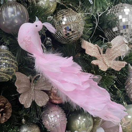 Фигурка новогодняя "Королевская птица" 33 см, розовый