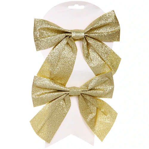 Бант на ёлку Зимнее очарование 1515 см (набор 2 шт), Золото_2