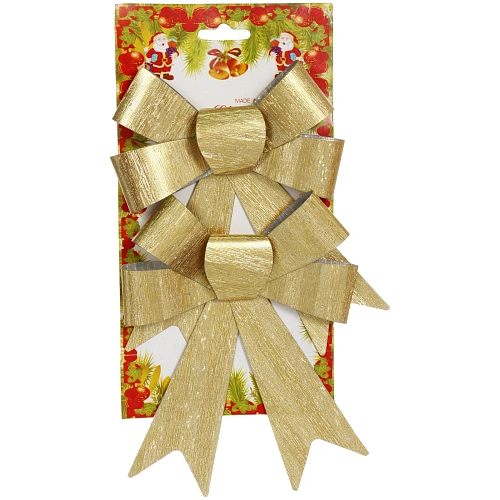 Бант на ёлку Золотой блеск 14 см (набор 2 шт)_5