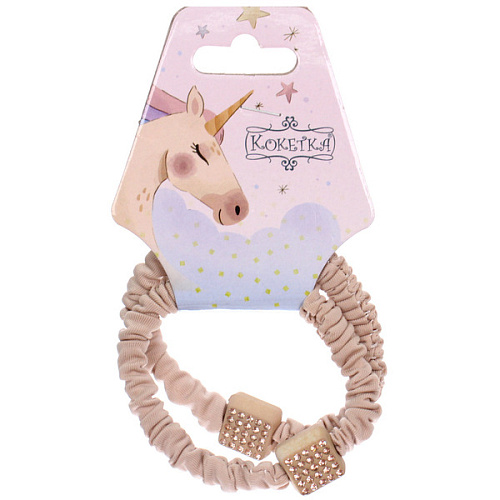 Резинки для волос 2шт КИРА, квадратики, микс 5 цветов, d-5см (подвес Единорог)_5