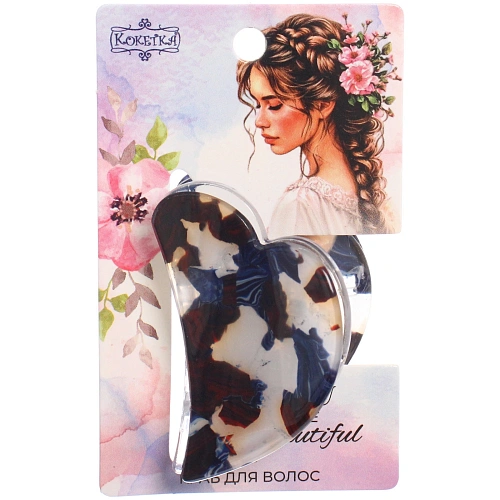 Заколка - краб для волос AKS-EMPIRE, сердце, цвет микс 6 цветов, 4,53см_11