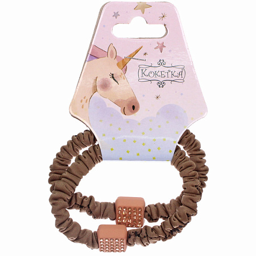 Резинки для волос 2шт КИРА, квадратики, микс 5 цветов, d-5см (подвес Единорог)_3