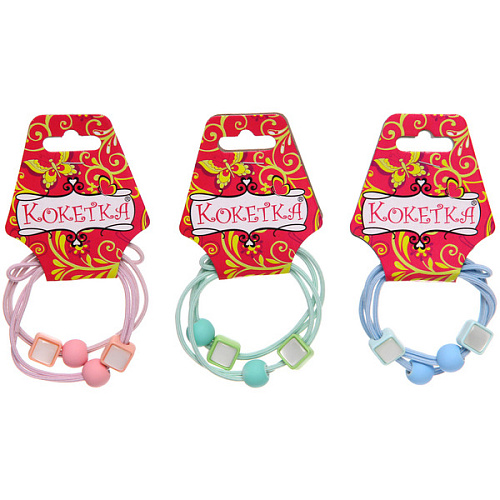 Резинки для волос детские 2шт МЯТНЫЙ БУМ, квадратики, микс 5 цветов, d-55см (Кокетка)_4