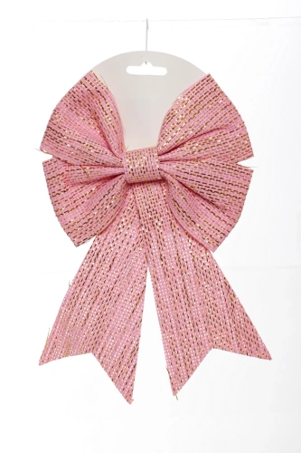 Бант на ёлку "Шик" 16*23 см, Розовый