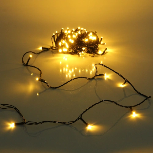 Гирлянда для дома НИТЬ 8 м 60 ламп LED черный пров.,8 реж, IP-20, Теплый белый (ПЕРВАЯ ЦЕНА)
