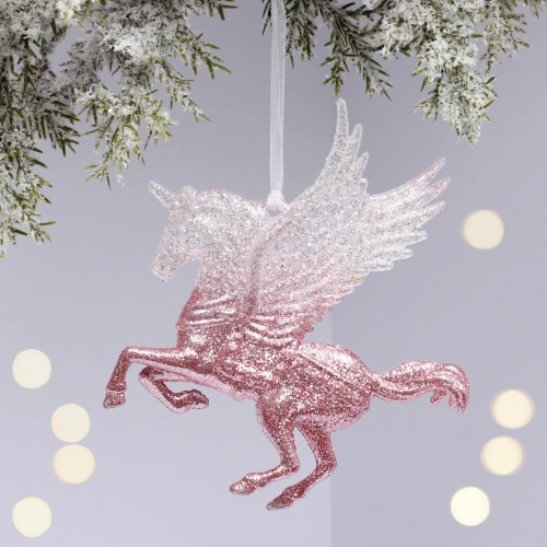 Подвеска "Волшебный Пегас" 13*12,5 см, Белый/Розовый