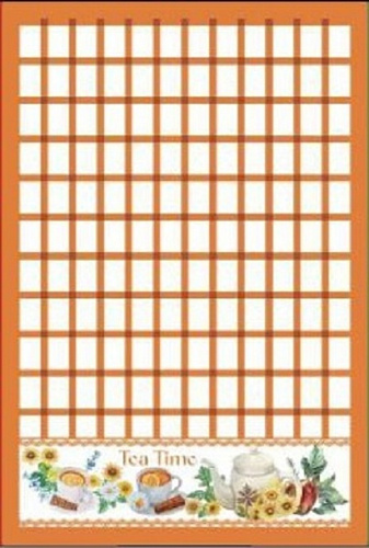 Полотенце кухонное "Клетка - Чай" 40*57 см, цвет оранжевый, микрофибра 200 гр/м2